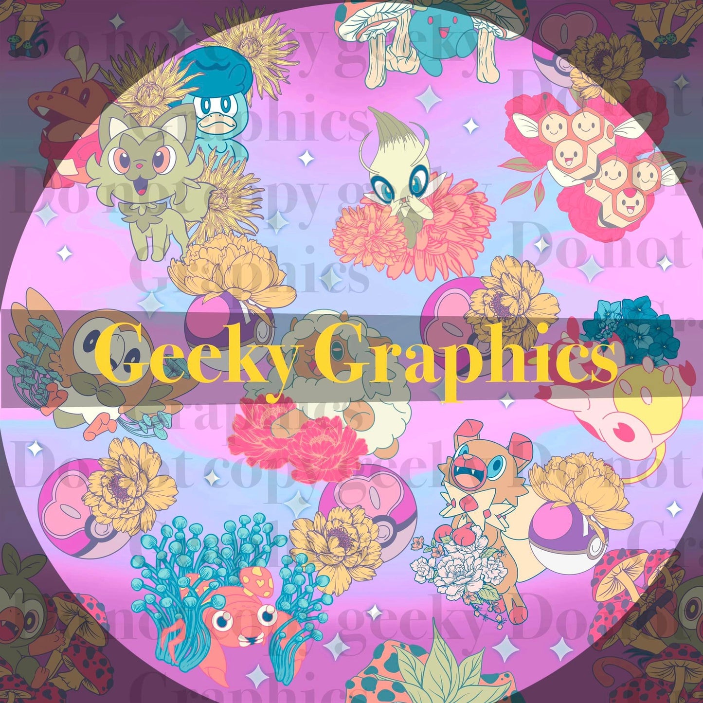 Floral farm buddies, Pink