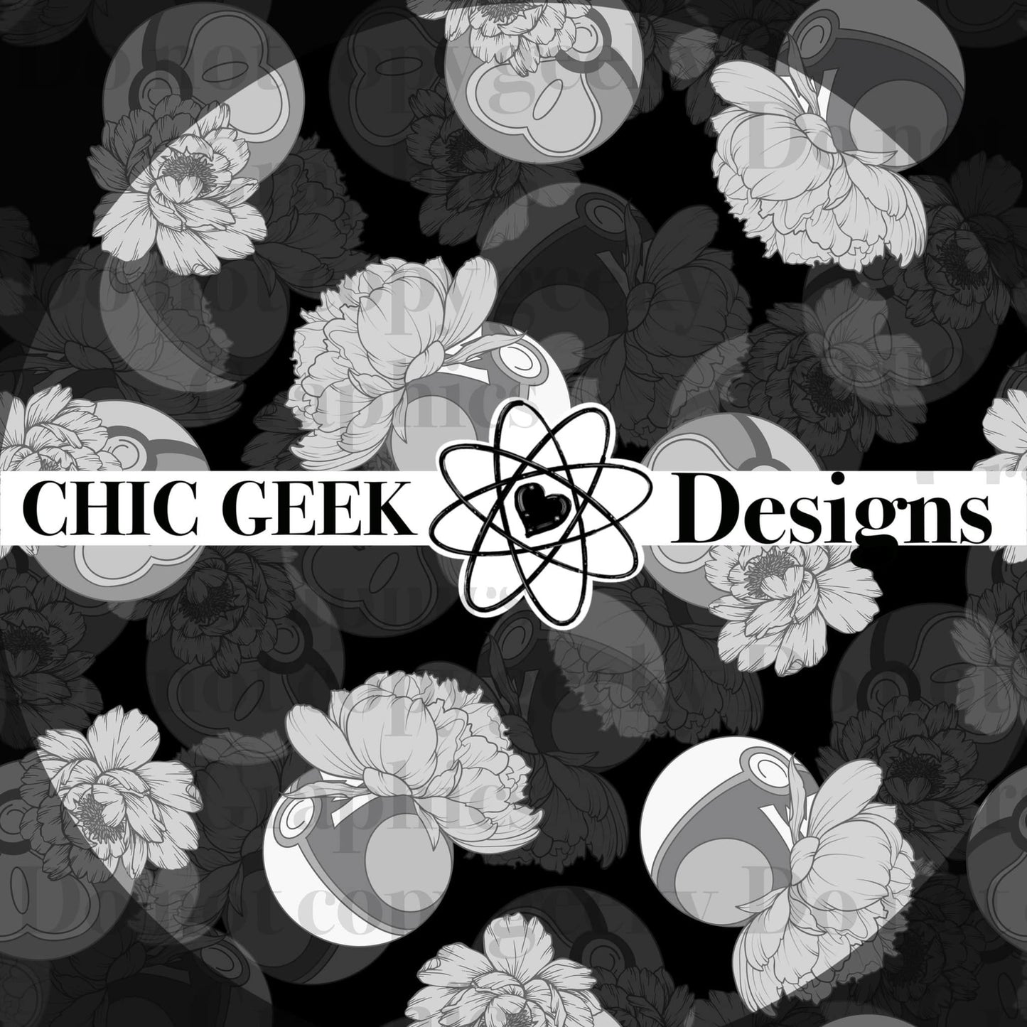 Floral farm balls, grayscale