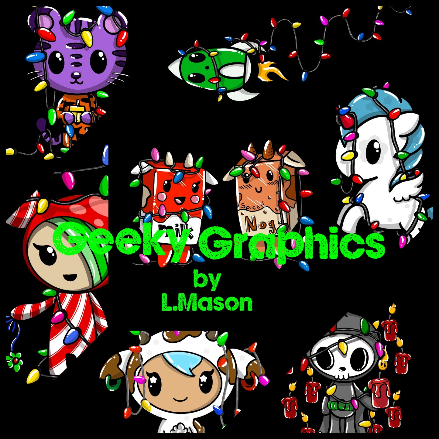 Holiday Lights Critters (Transparent PNG)